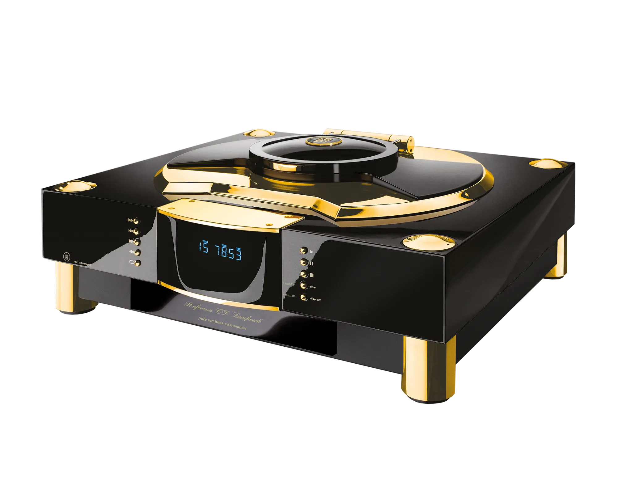 MBL 1621 A reference CD transport in black high-gloss with gold trim — available at LMC Home Entertainment