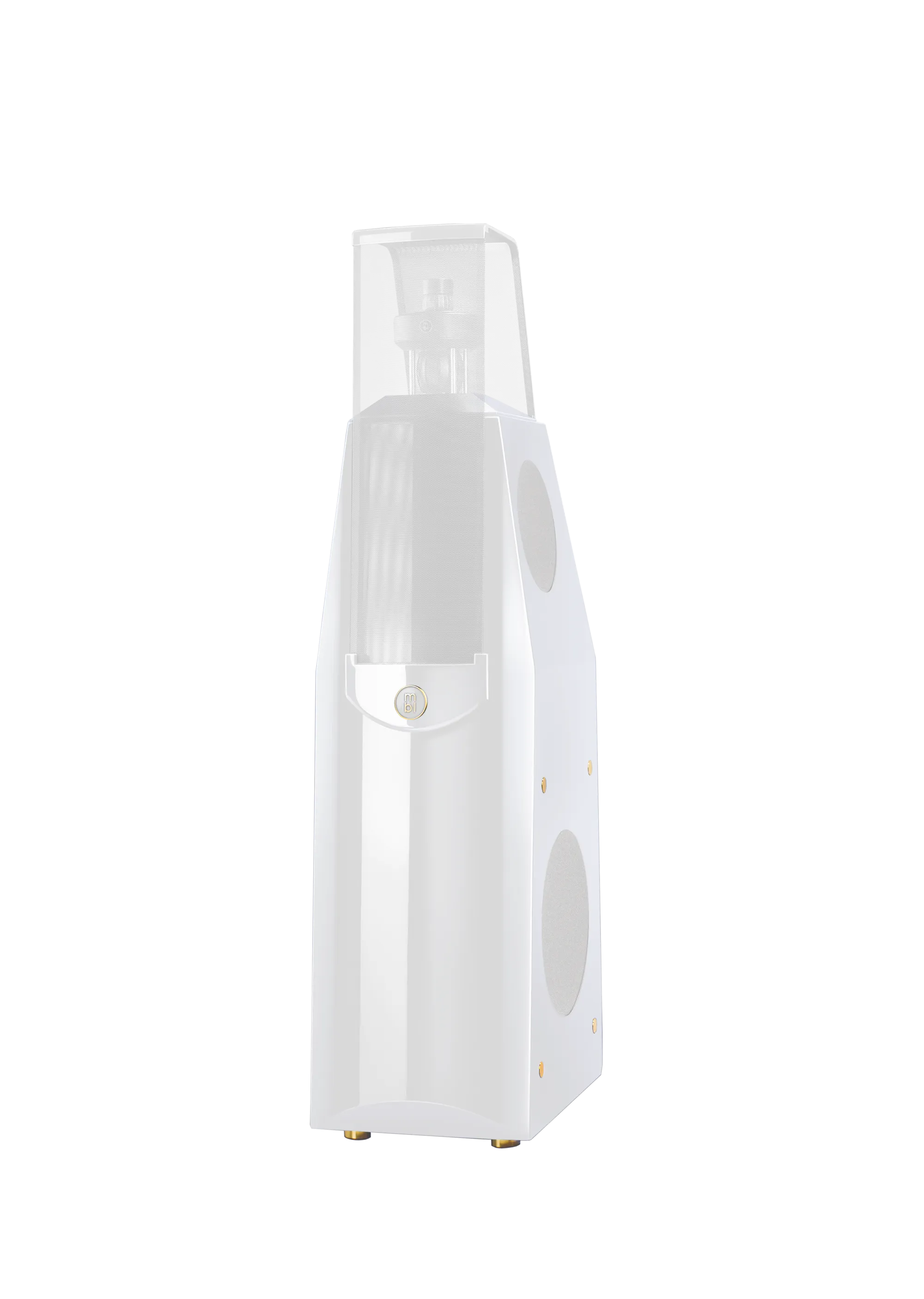 MBL 116 F floorstanding Radialstrahler loudspeaker in white high-gloss with gold accents