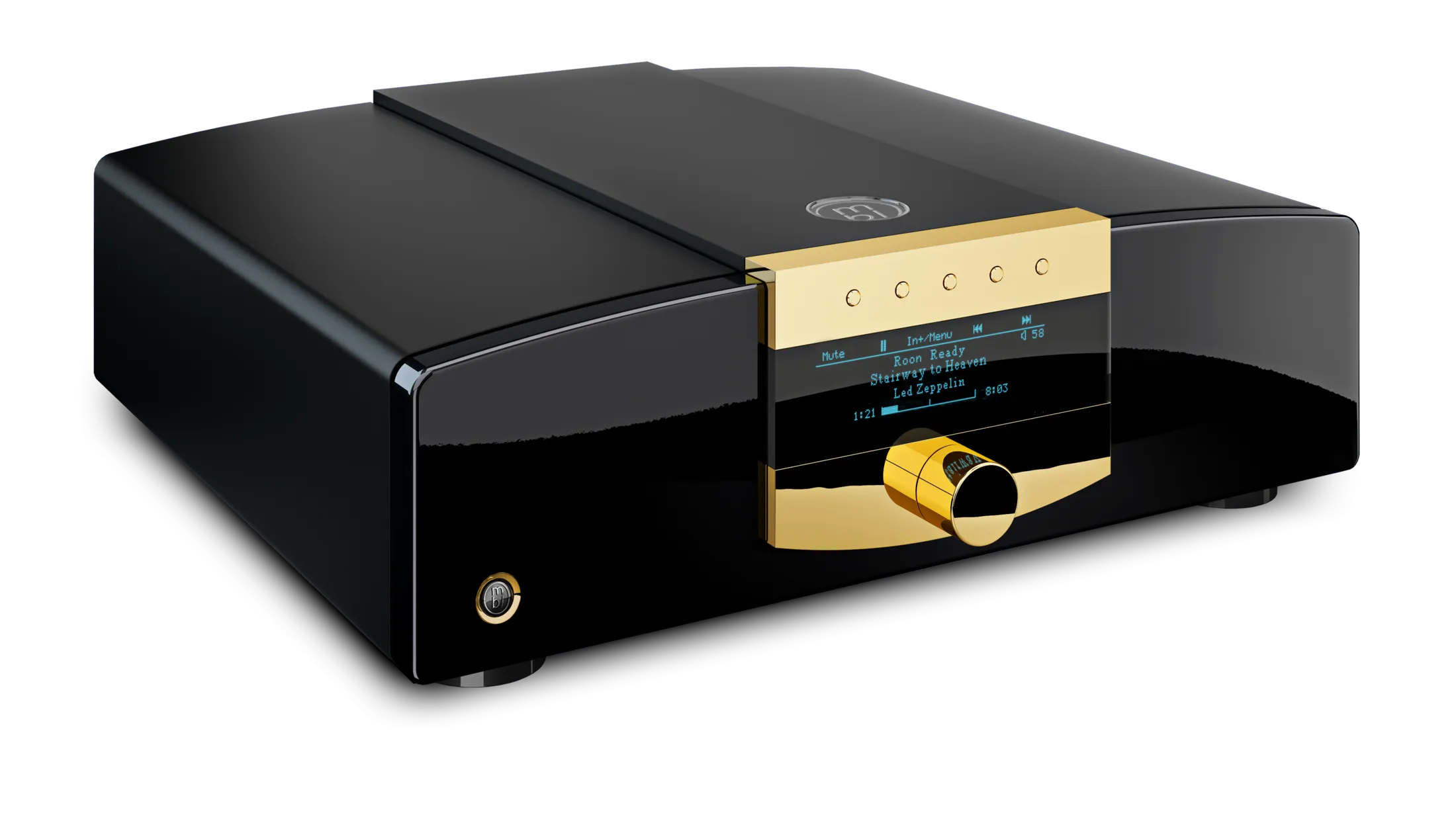 MBL C41 network streaming player in black high-gloss with gold trim — available at LMC Home Entertainment