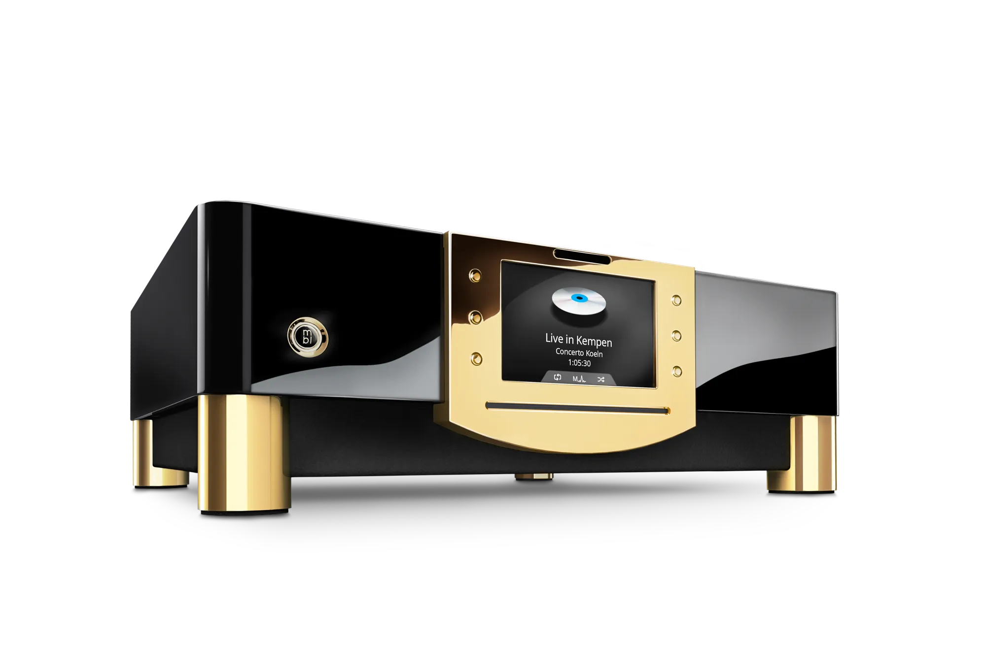 MBL N31 CD player and DAC in black high-gloss with gold trim — available at LMC Home Entertainment