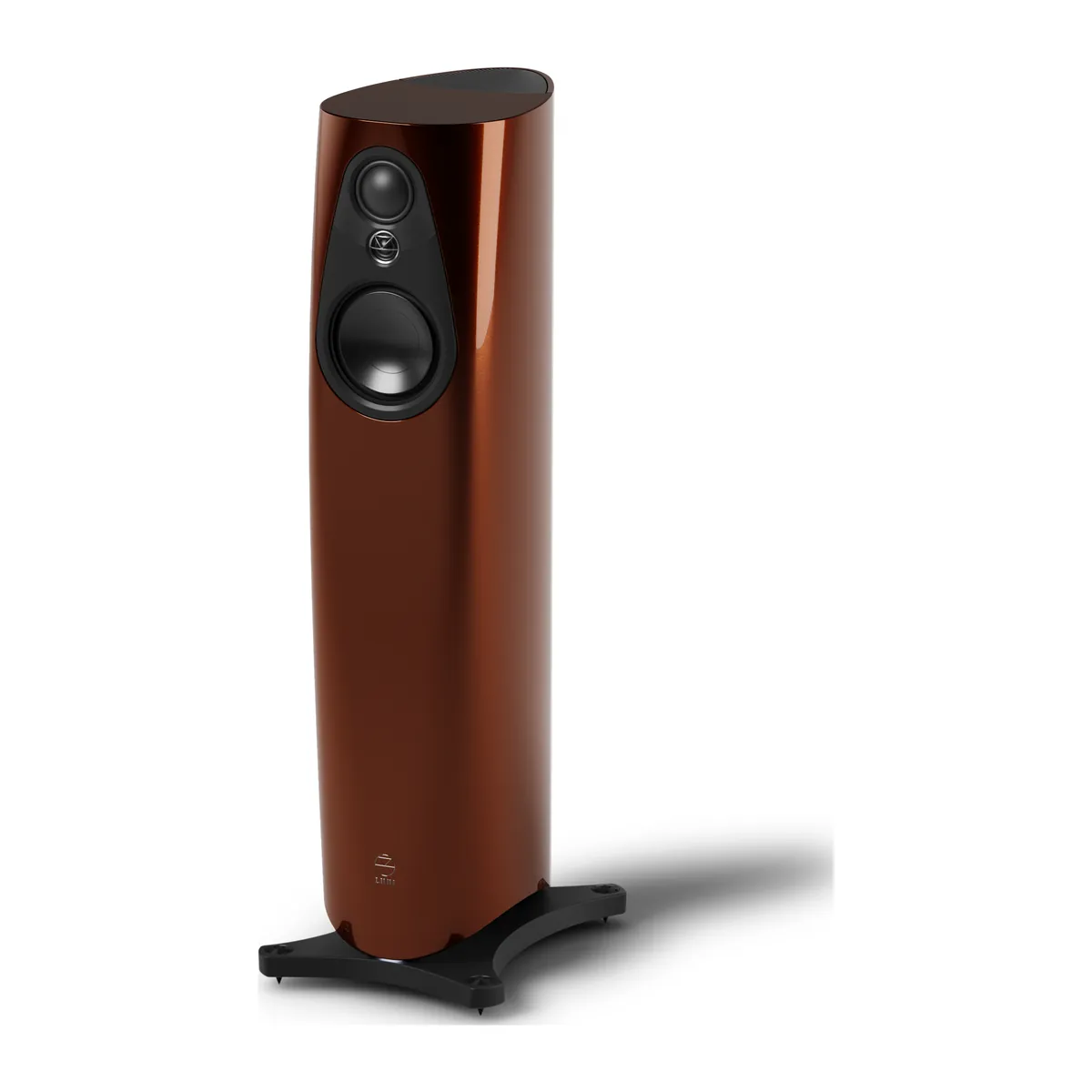 Linn 343 loudspeaker in Single Malt finish, three-quarter view