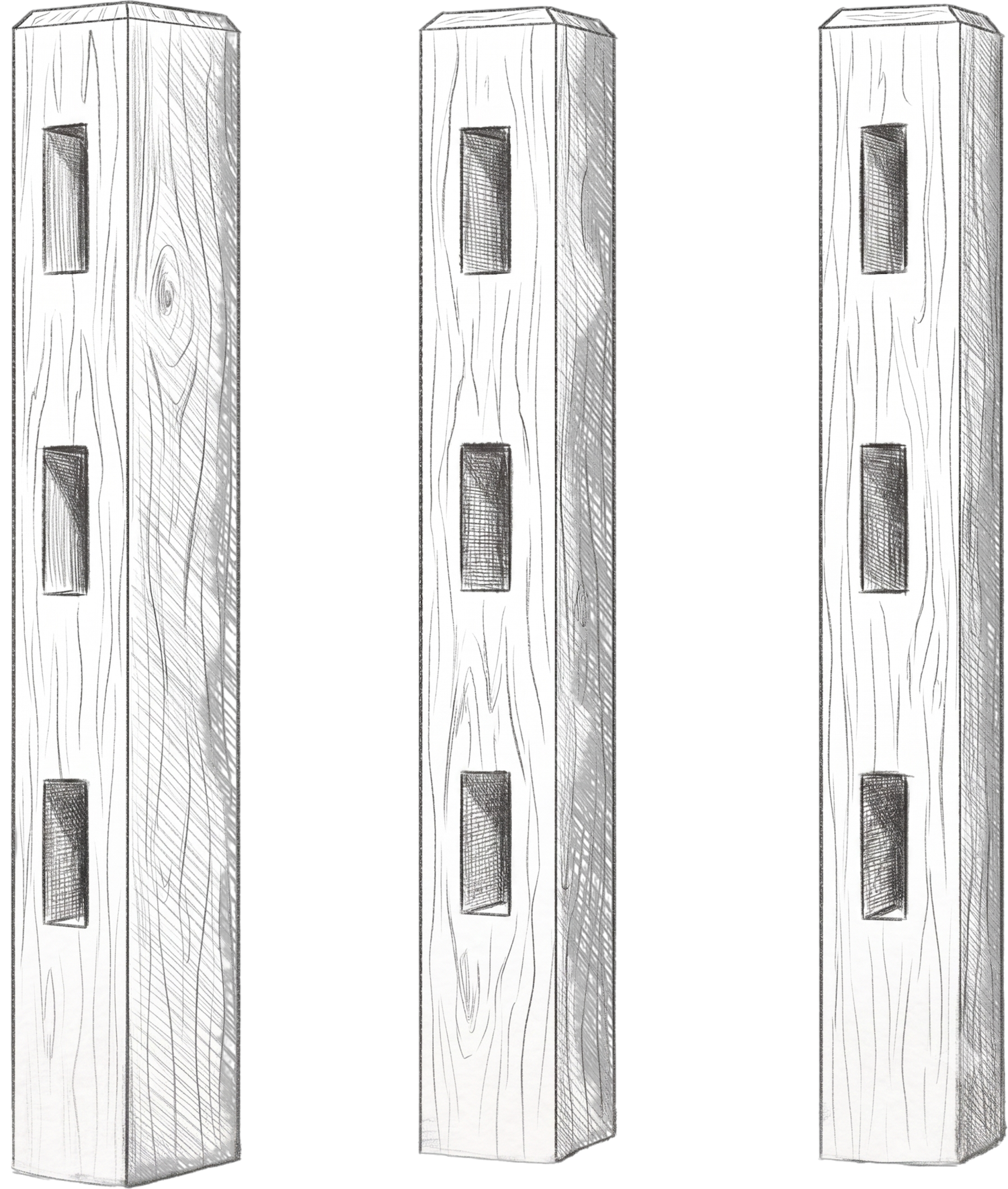 Post and rail fence examples of the three different post sizes available