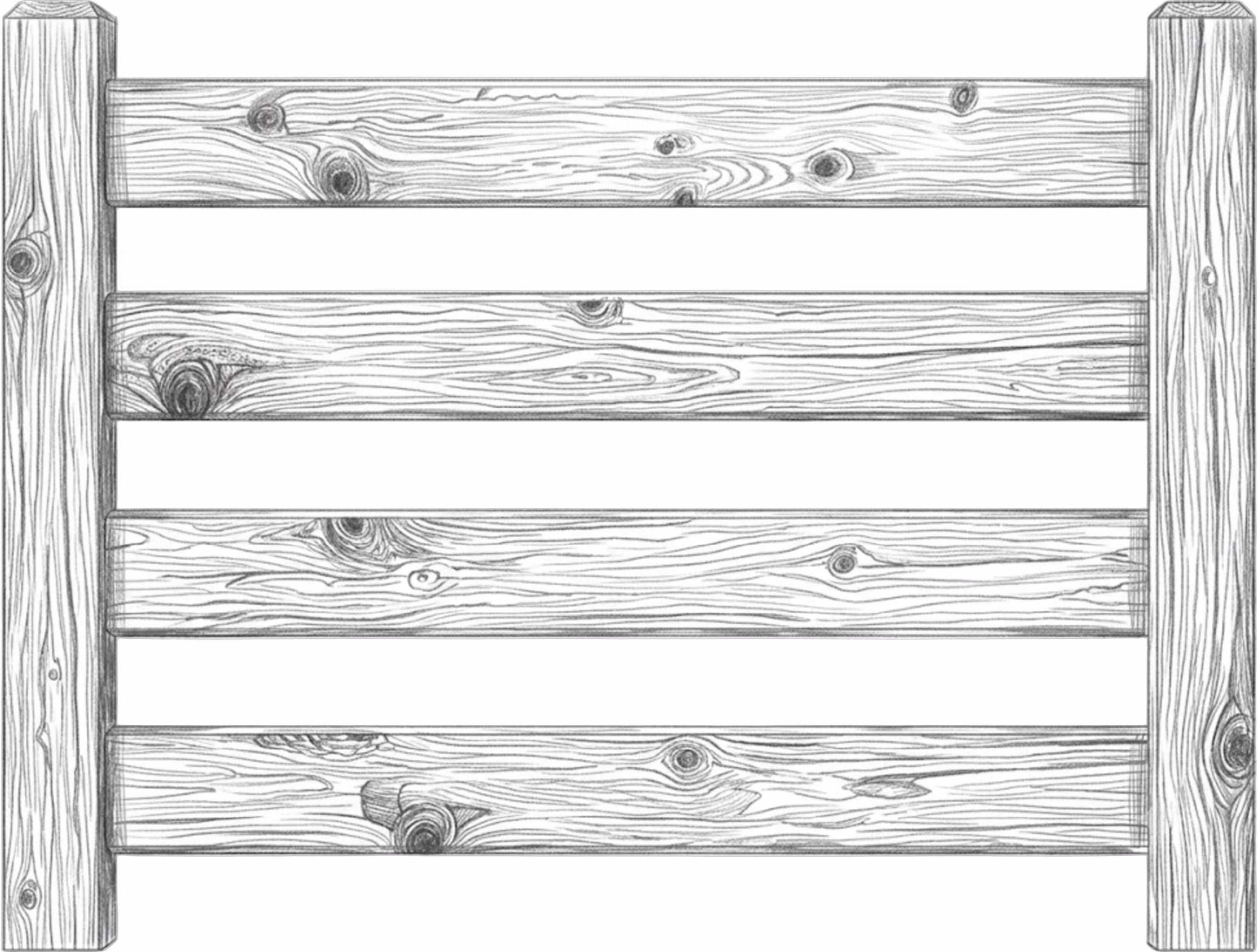 Style P1, four rail post and rail fence