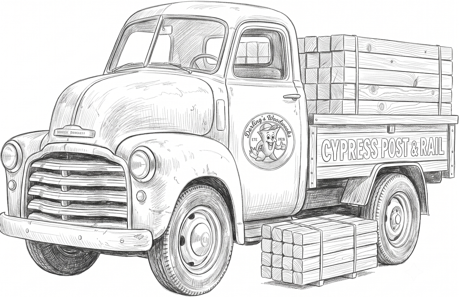 Barling's Delivery Truck showing exception lead times and delivery of post & rail fencing 