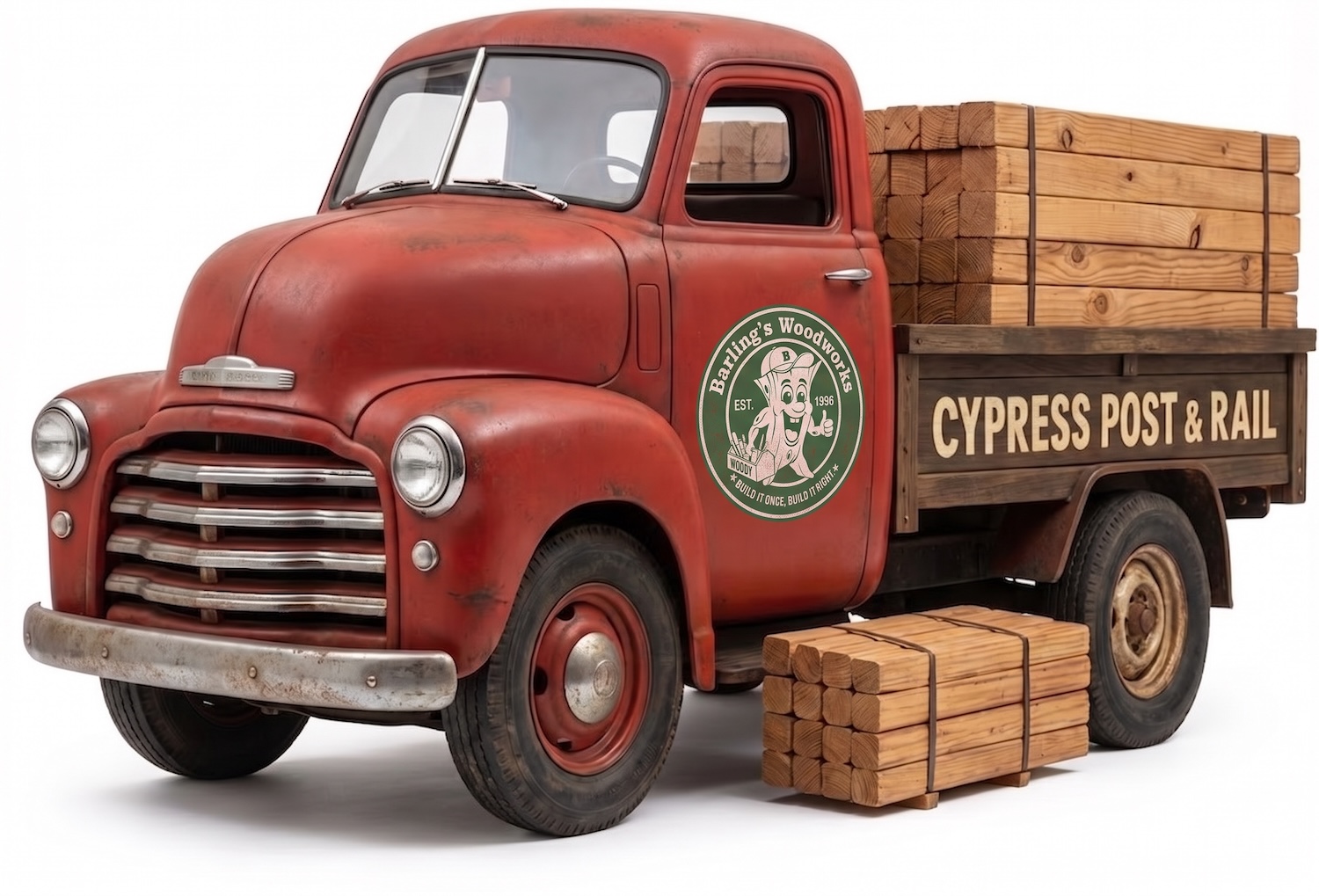 Barling's Delivery Truck showing exception lead times and delivery of post & rail fencing 