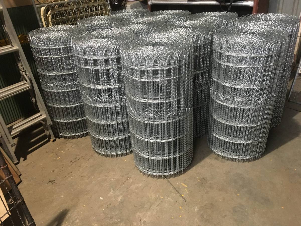 Rolls of double loop woven wire at the Big Red Wire factory
