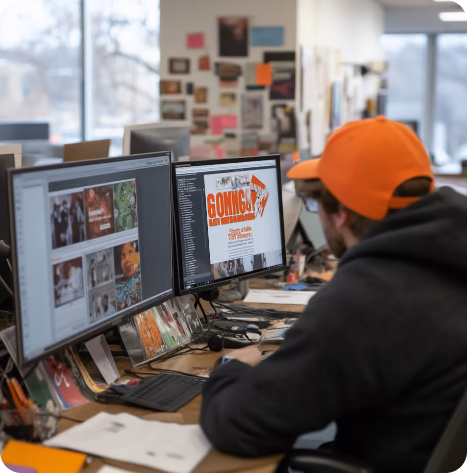 Content creator at computer