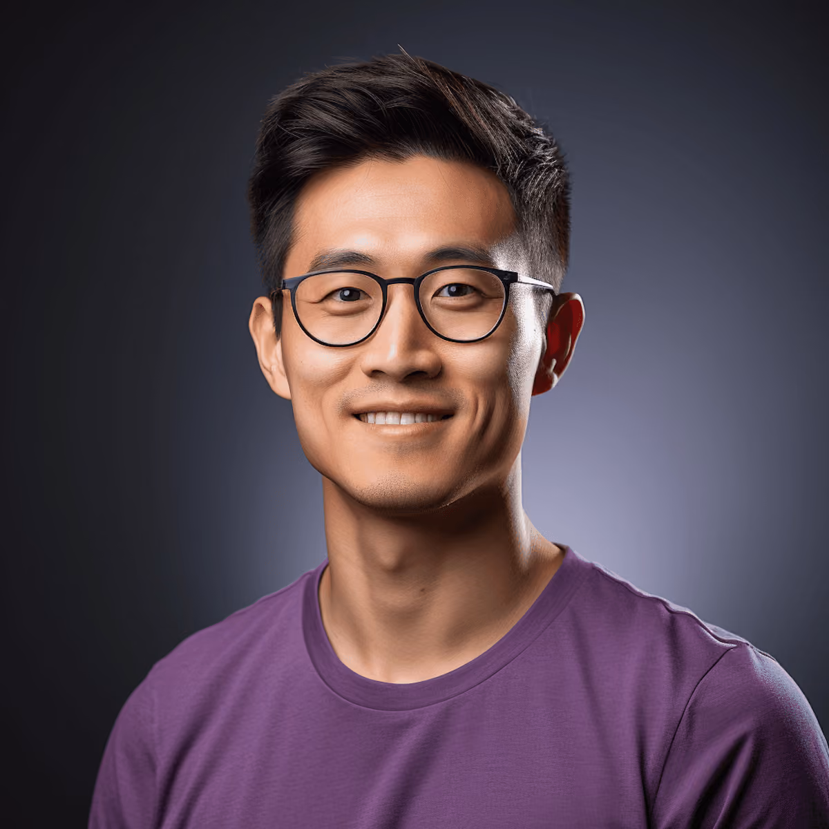 Smiling client wearing glasses