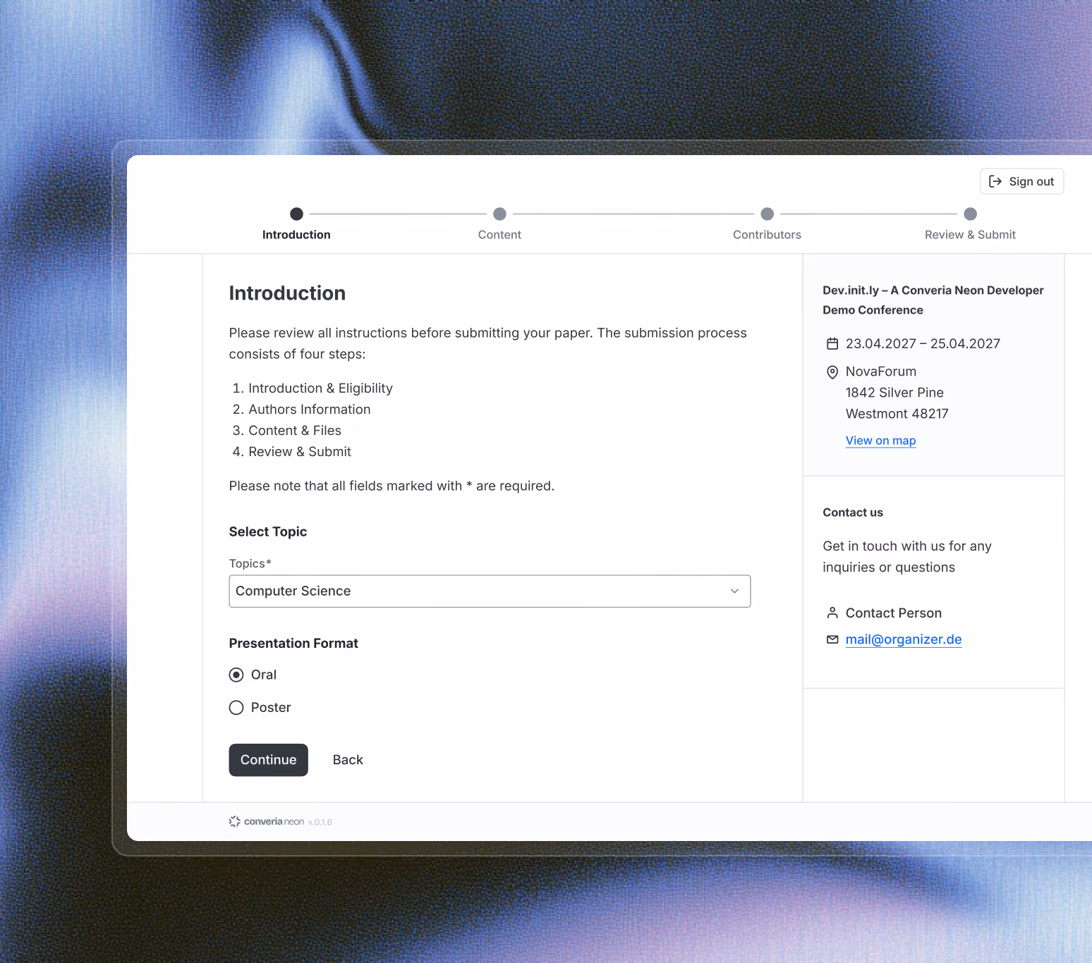 Manage contributions from abstract to program