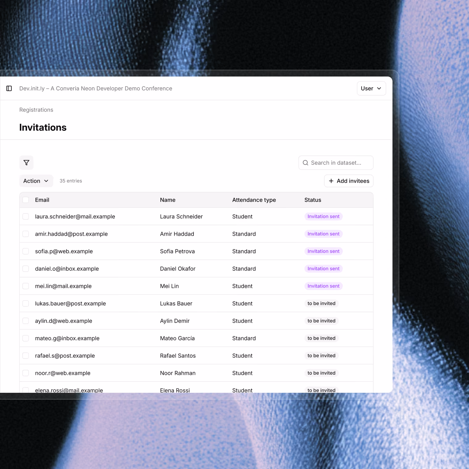 Manage invitations and special conditions in a single process