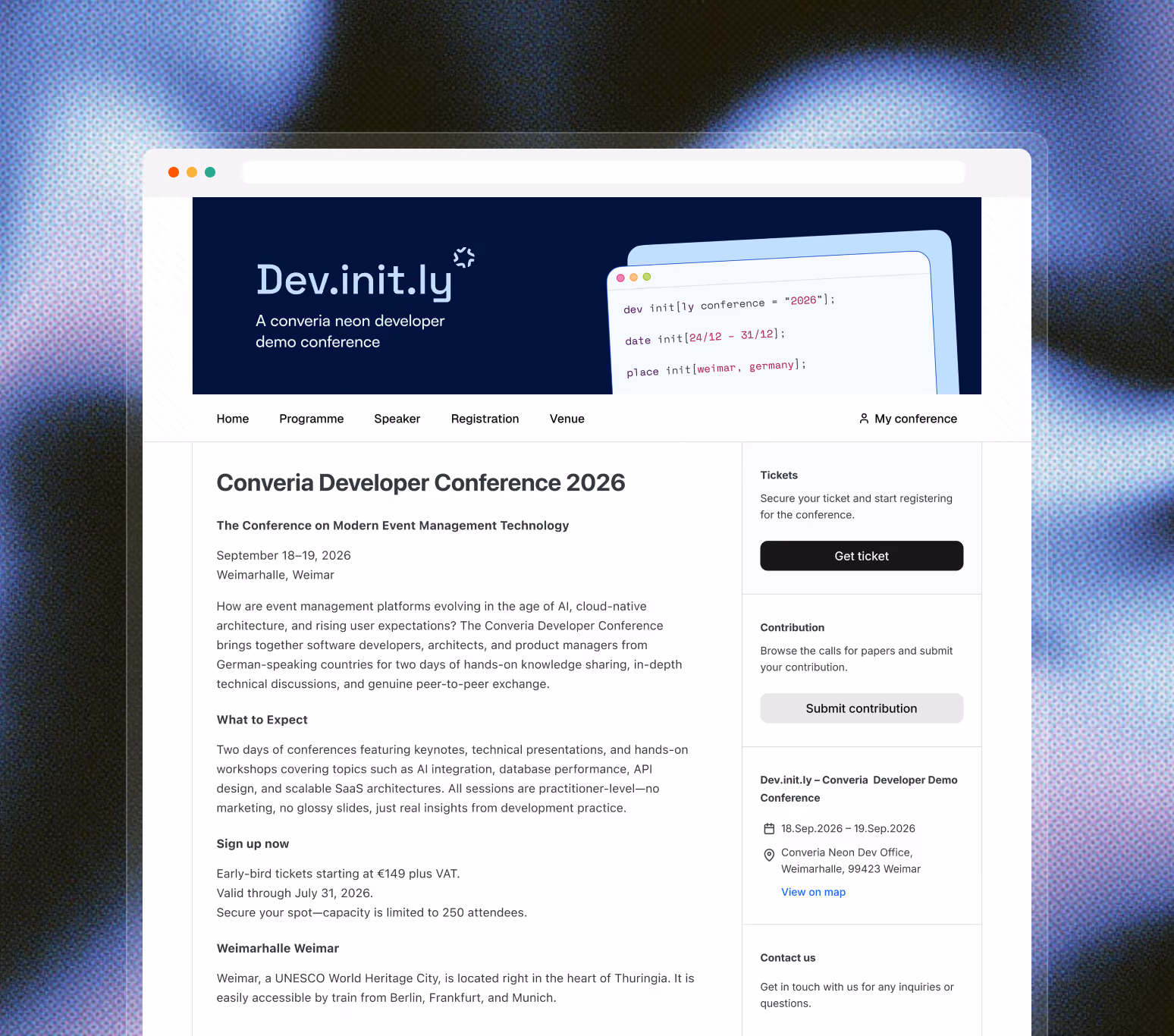 Veröffentlichen Sie Ihre Konferenz-Website im eigenen Design