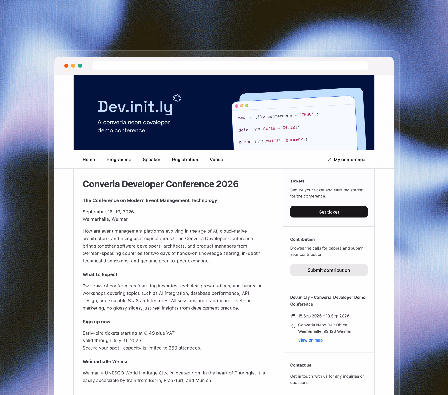 Publish your conference website in your own design