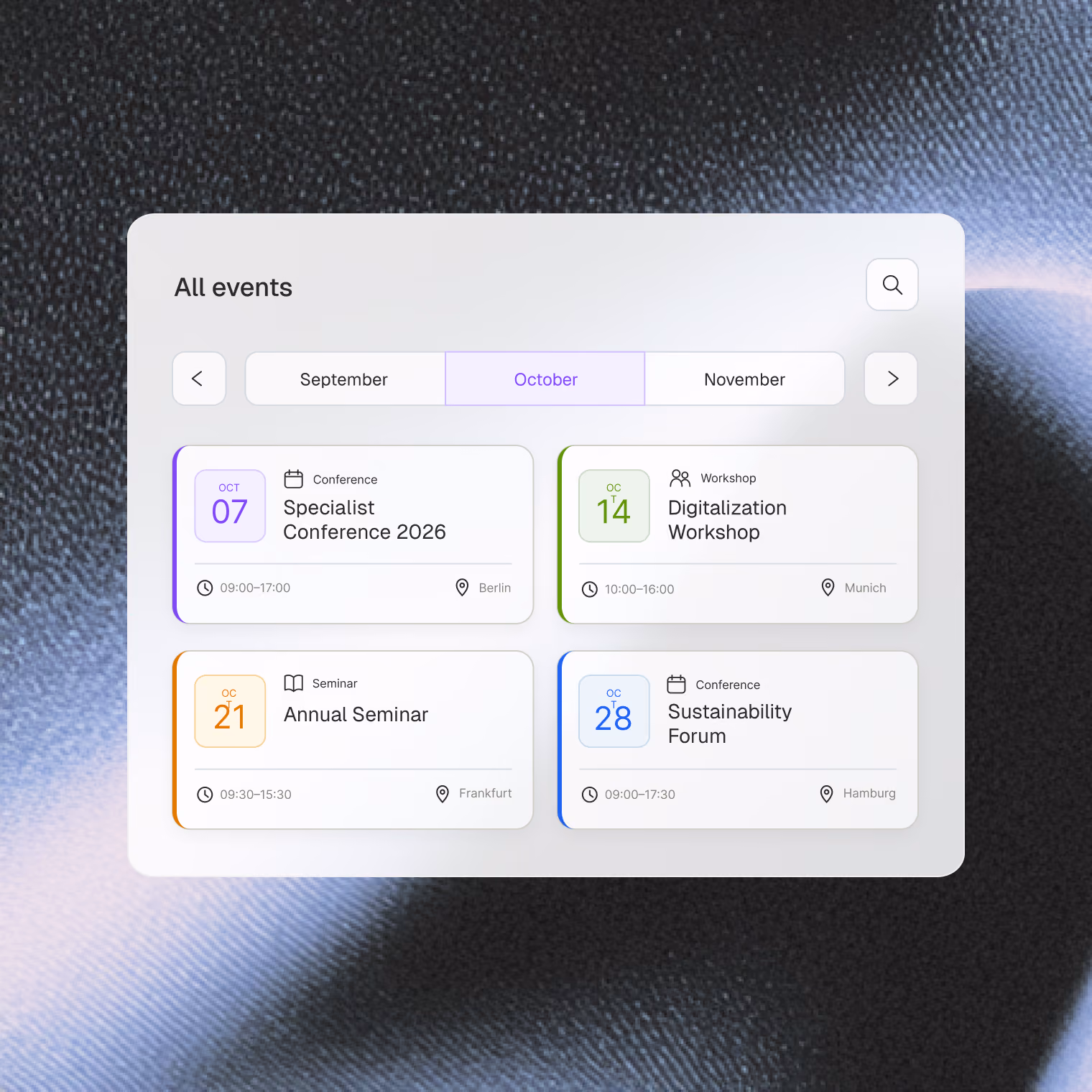 Display all events in one central portal