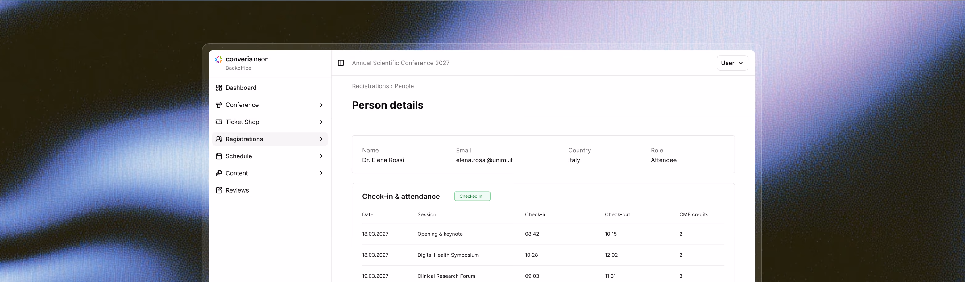 A person database that links points, attendance, and certification