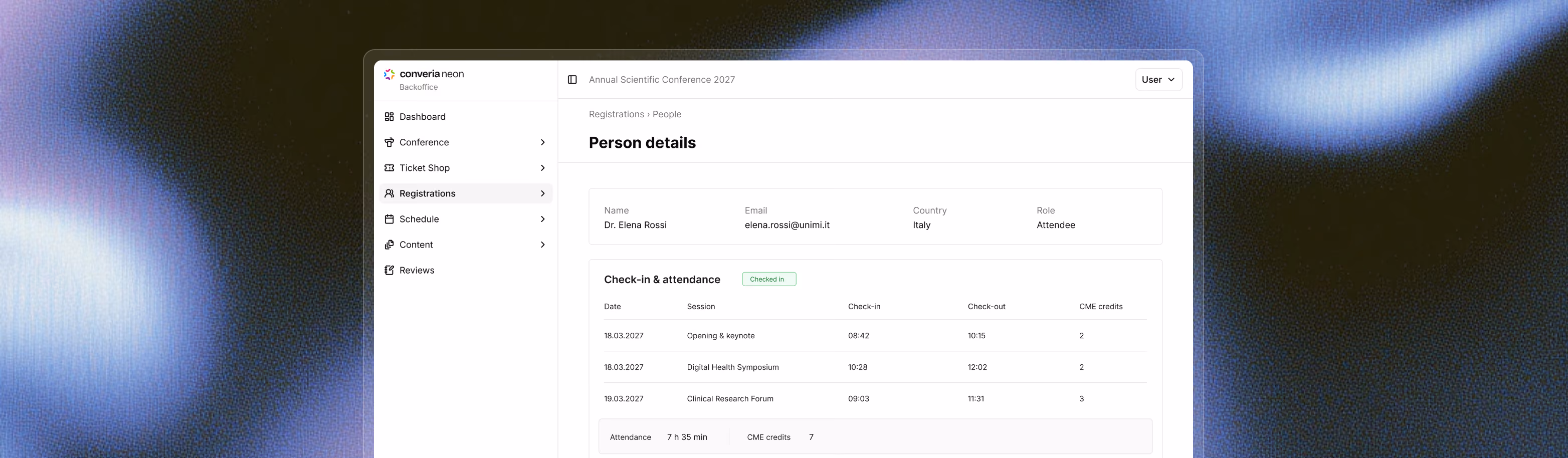 A connected conference process based on a single database