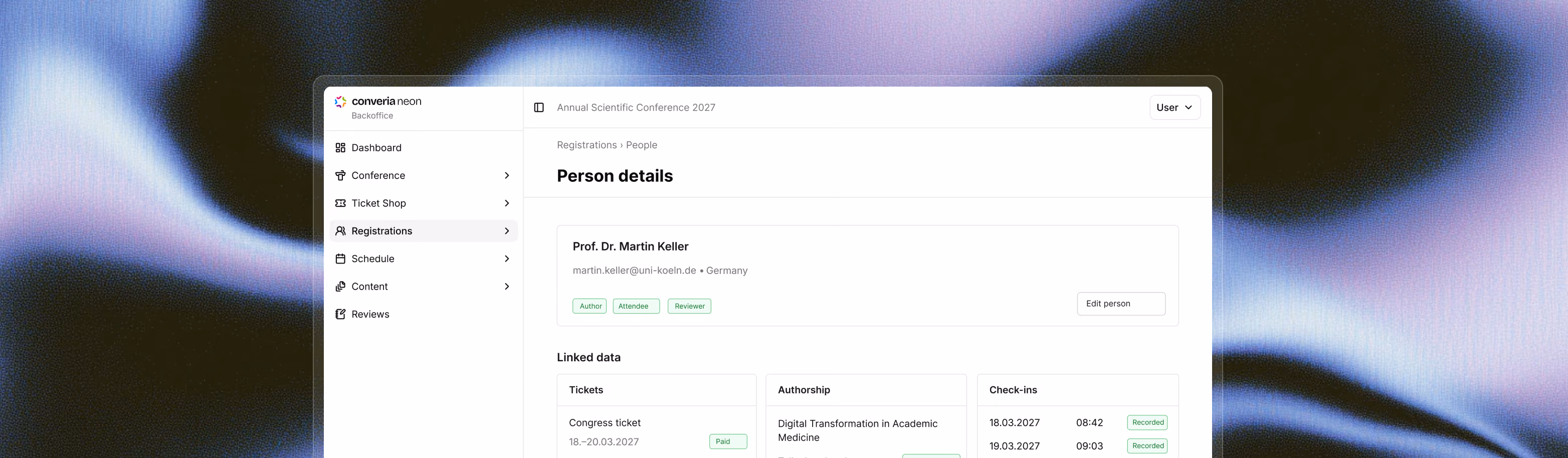 A single attendee database for both on-site and online participants