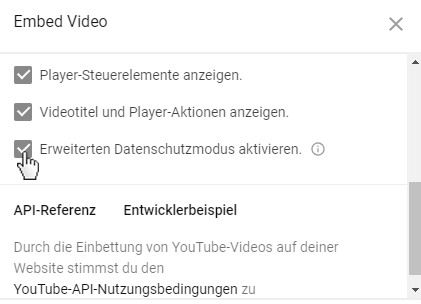 Erweiterter Datenschutzmodus YouTube