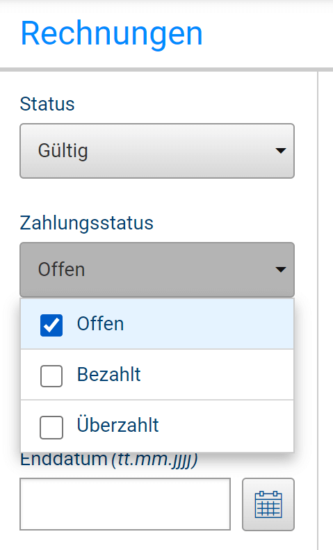 Teilnahmegebühren Konferenzen - Offene Rechnungen finden