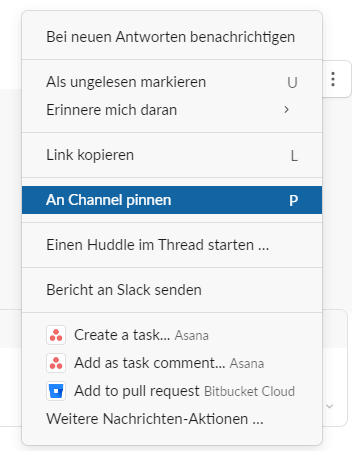 Slack: Info zur Konferenz pinnen