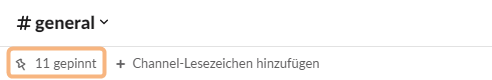 Alle Slack-Pins stehen gesammelt unter dem Kanalnamen