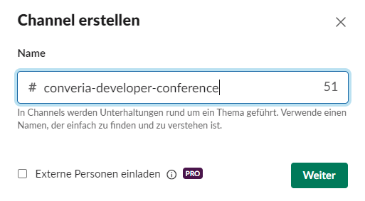 Slack-Channel für eine Konferenz erstellen