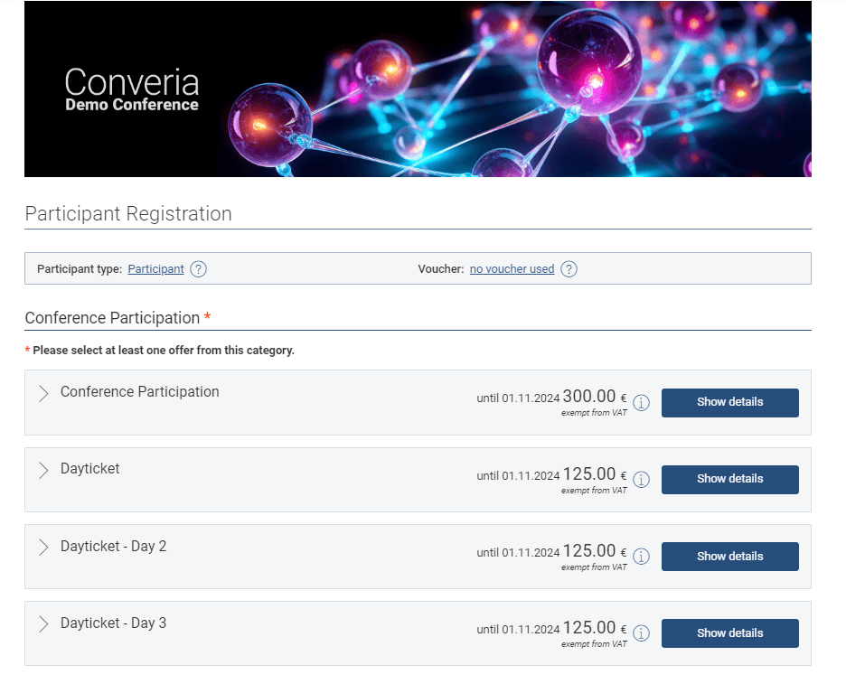 On-site registration at a conference