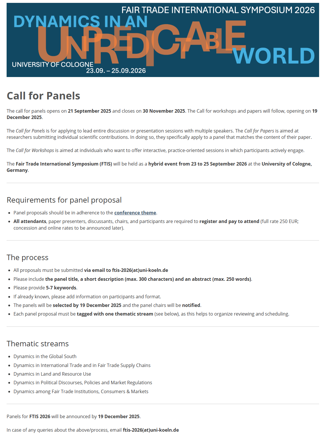 Call for Papers - University of Cologne