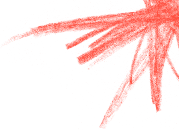 Abstract red starburst shape on a transparent background with black areas.