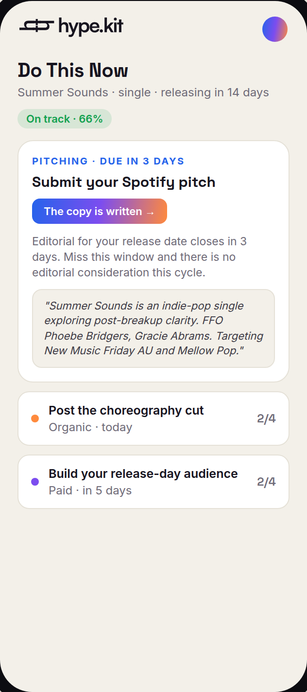 Do This Now, showing the single most important task for today