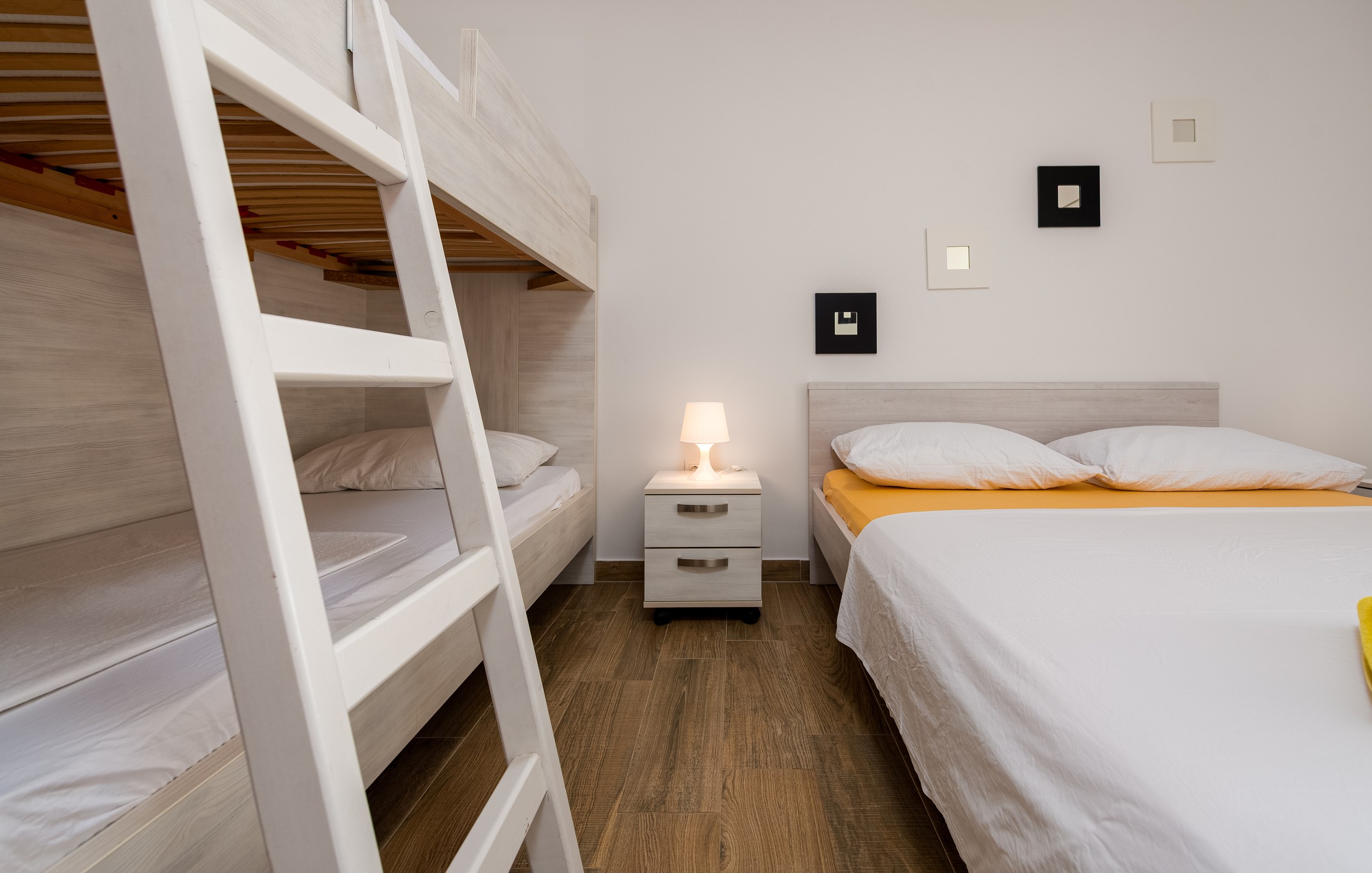 Bunk beds beside the double bed, Apartment Yellow