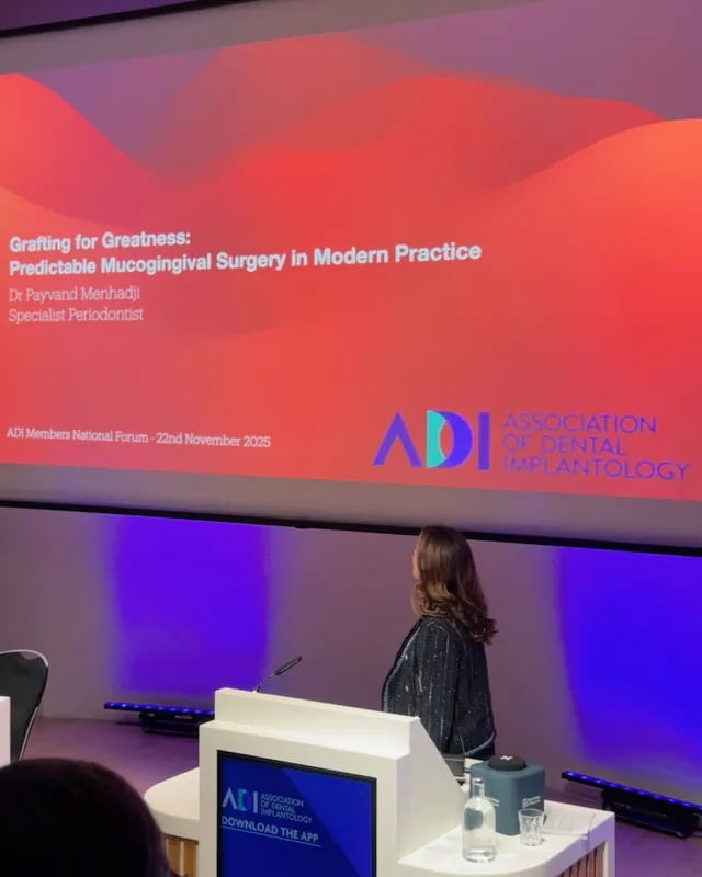 Dr Payvand Menhadji lecturing on predictable mucogingival surgery at the ADI Members National Forum