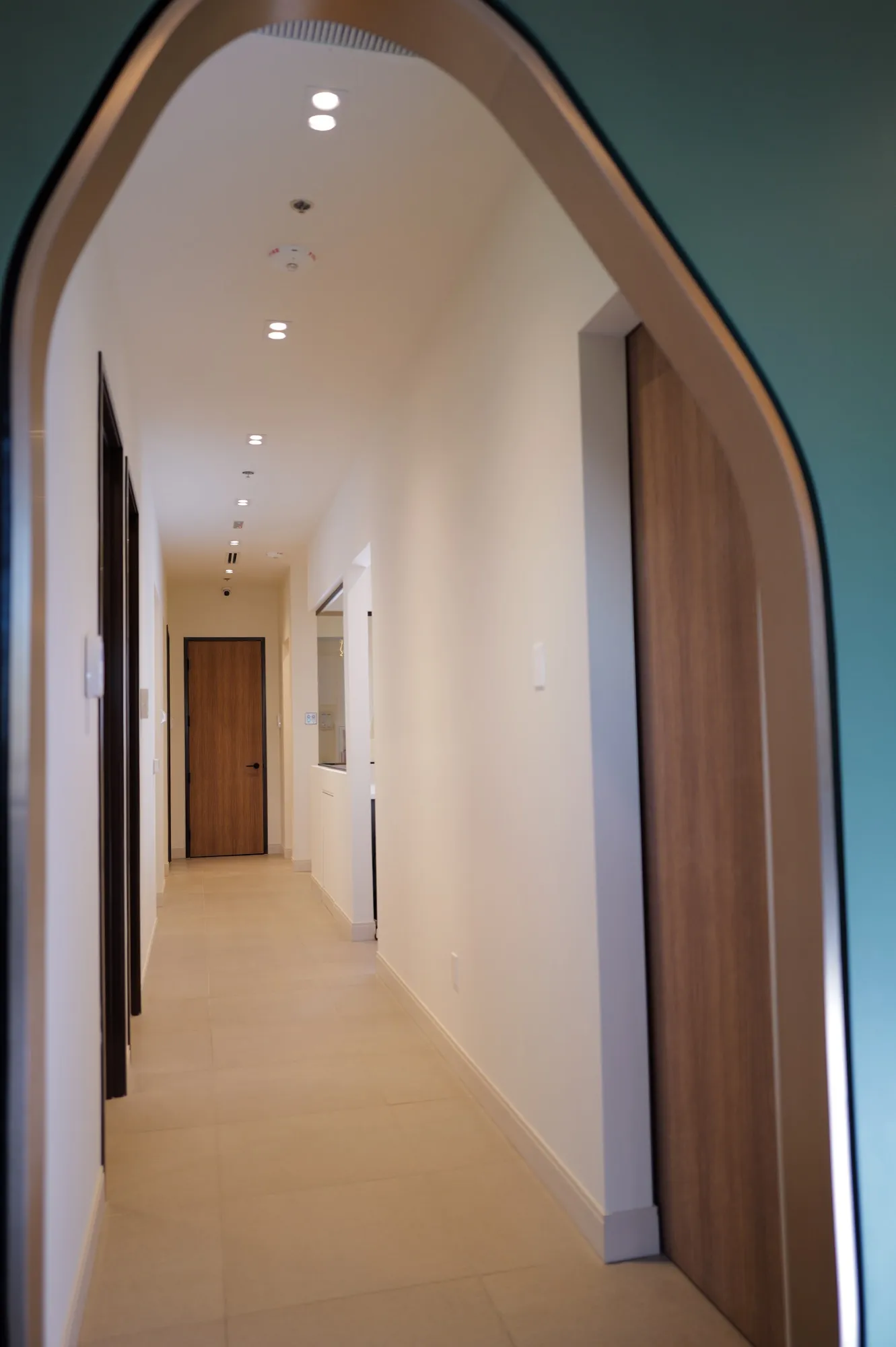 Hallway and natural interior finishes at Springs Dental
