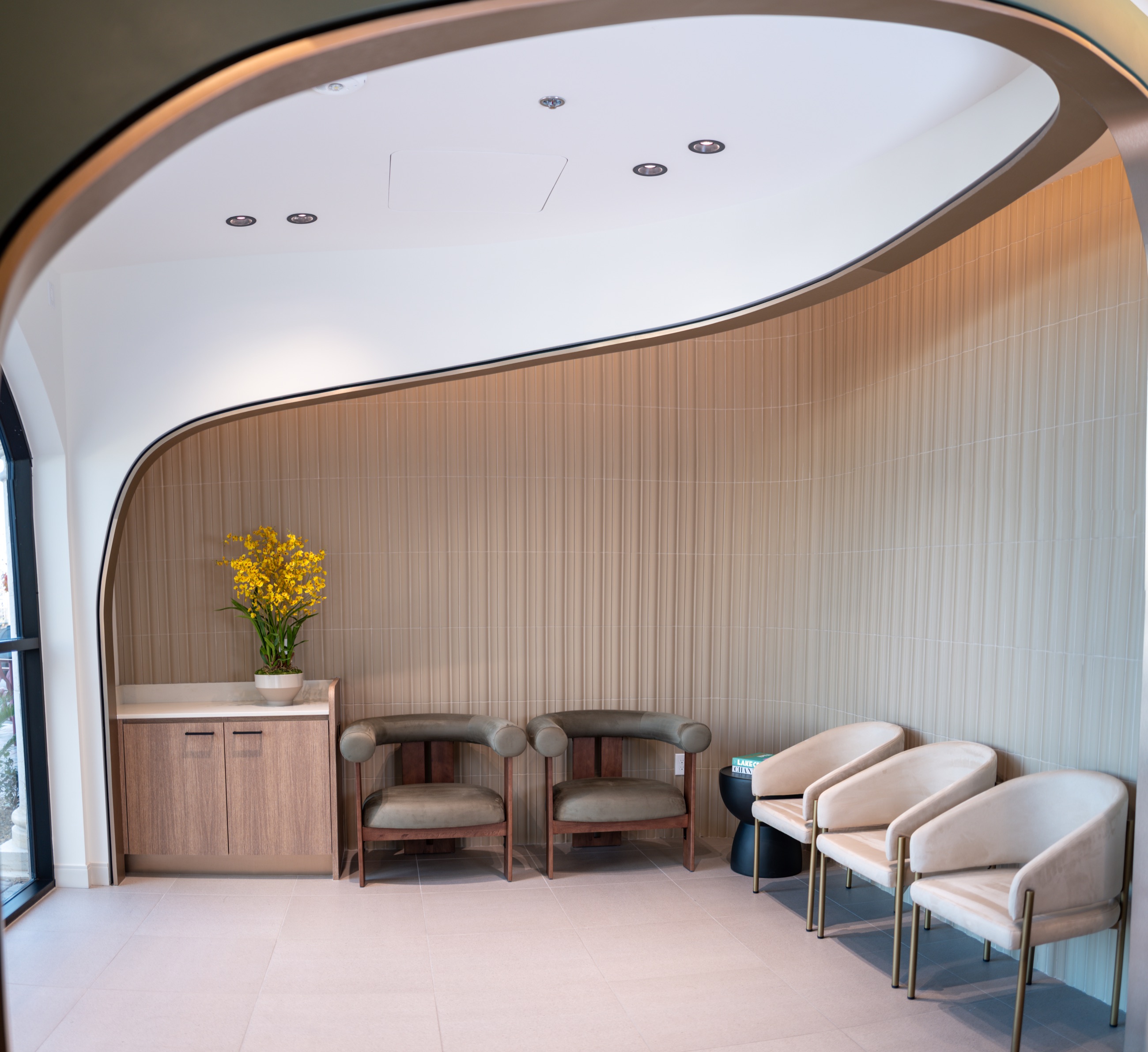 Curved reception and waiting area at Springs Dental in Summerlin