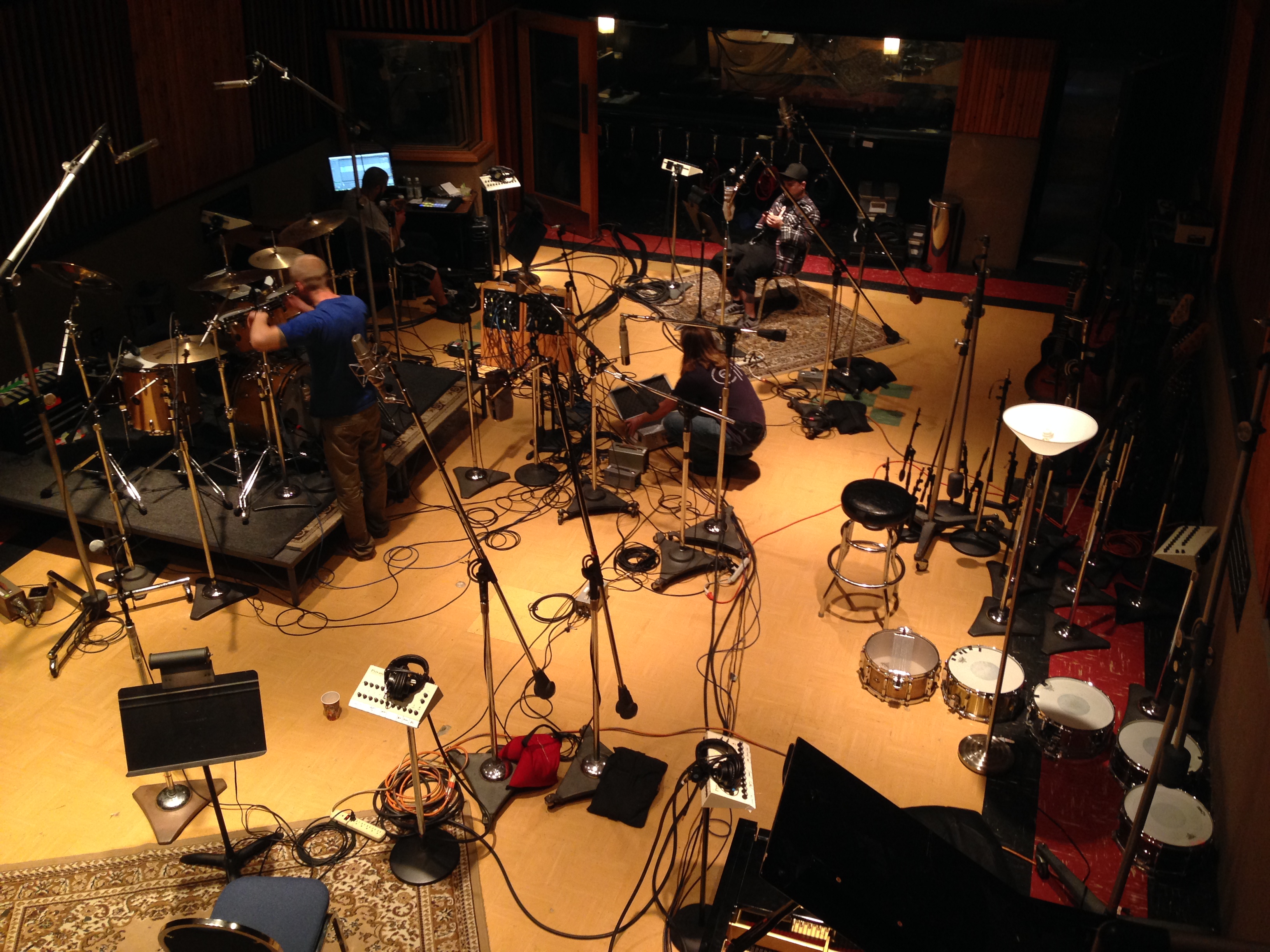 Drum kit prepared by drum tech Jerry Johnson