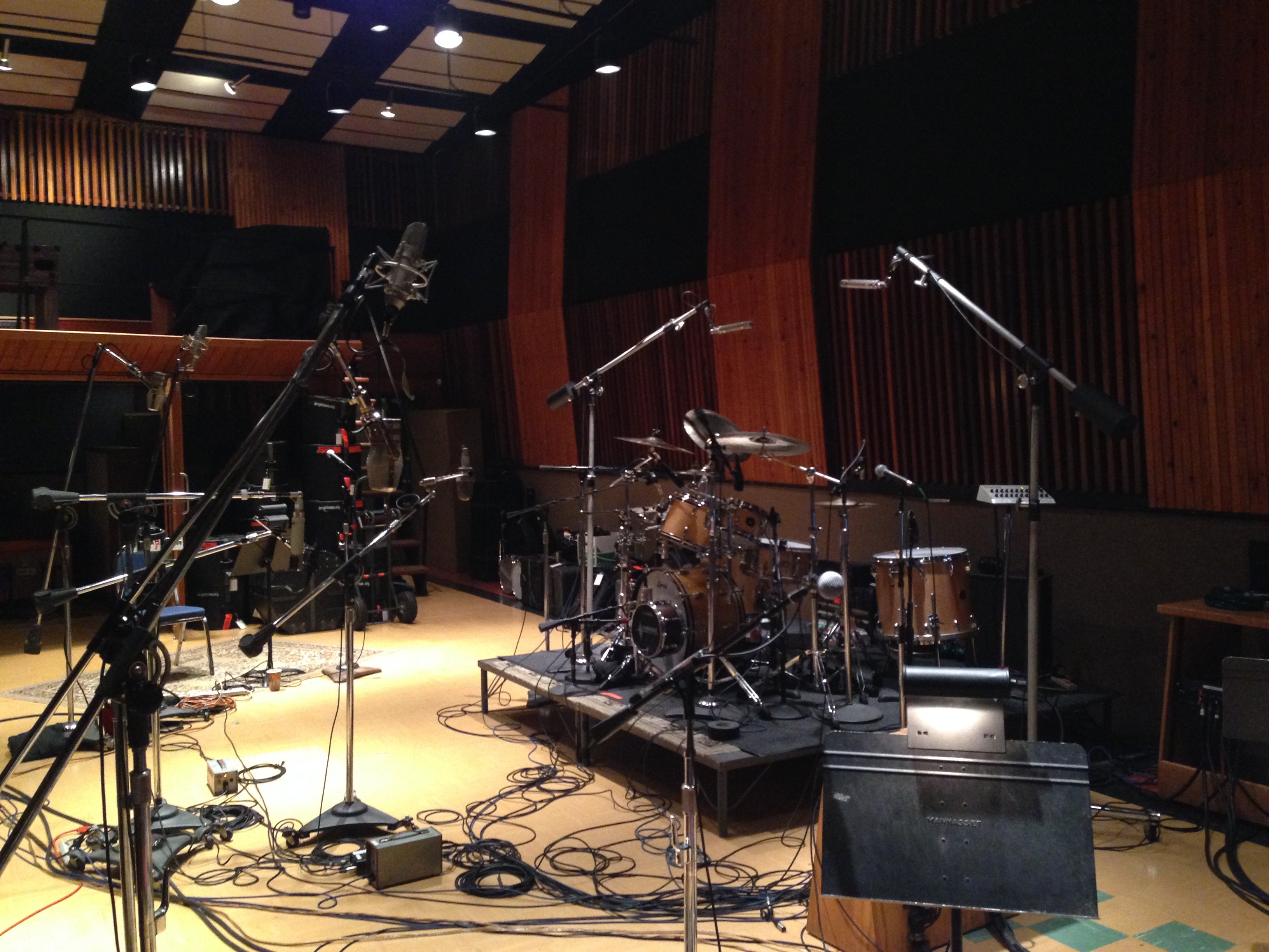 Drum kit prepared by drum tech Jerry Johnson