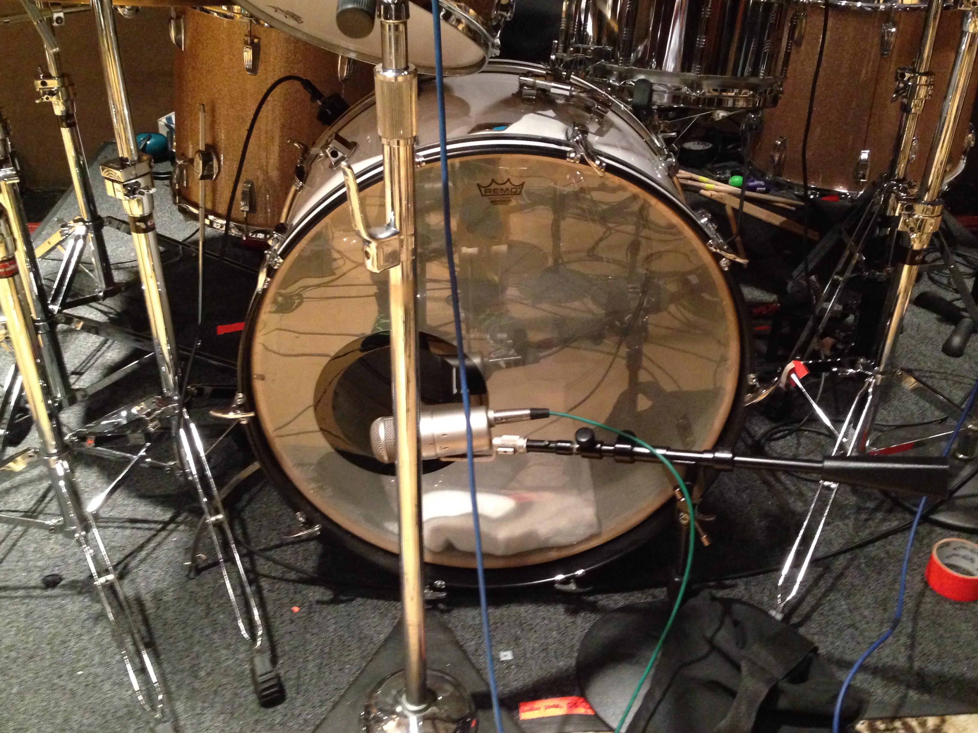Drum kit prepared by drum tech Jerry Johnson