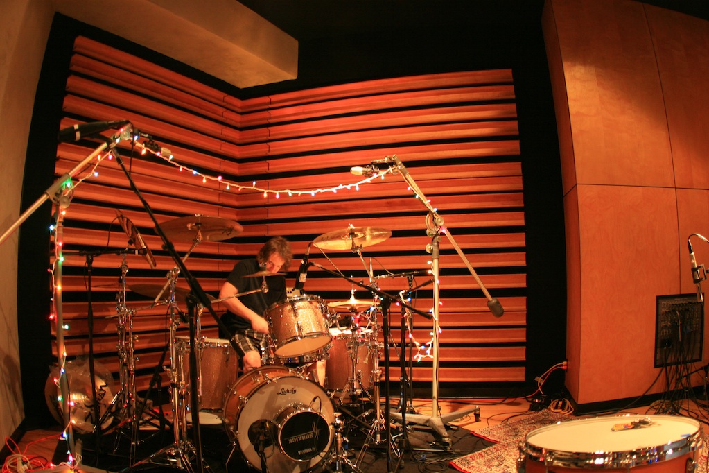 Drum kit prepared by drum tech Jerry Johnson