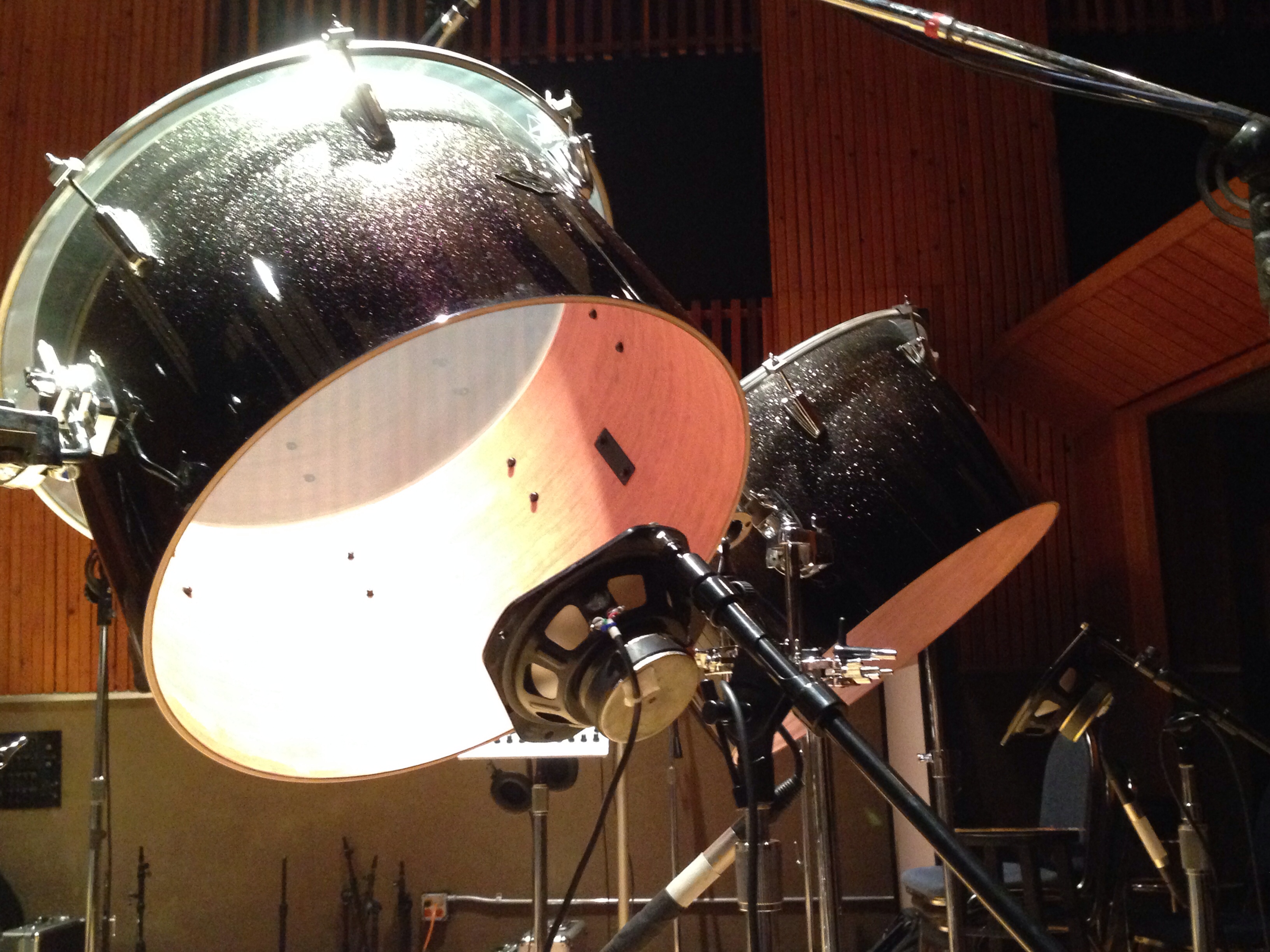 Drum kit prepared by drum tech Jerry Johnson