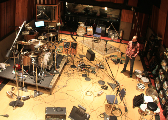 Drum kit prepared by drum tech Jerry Johnson