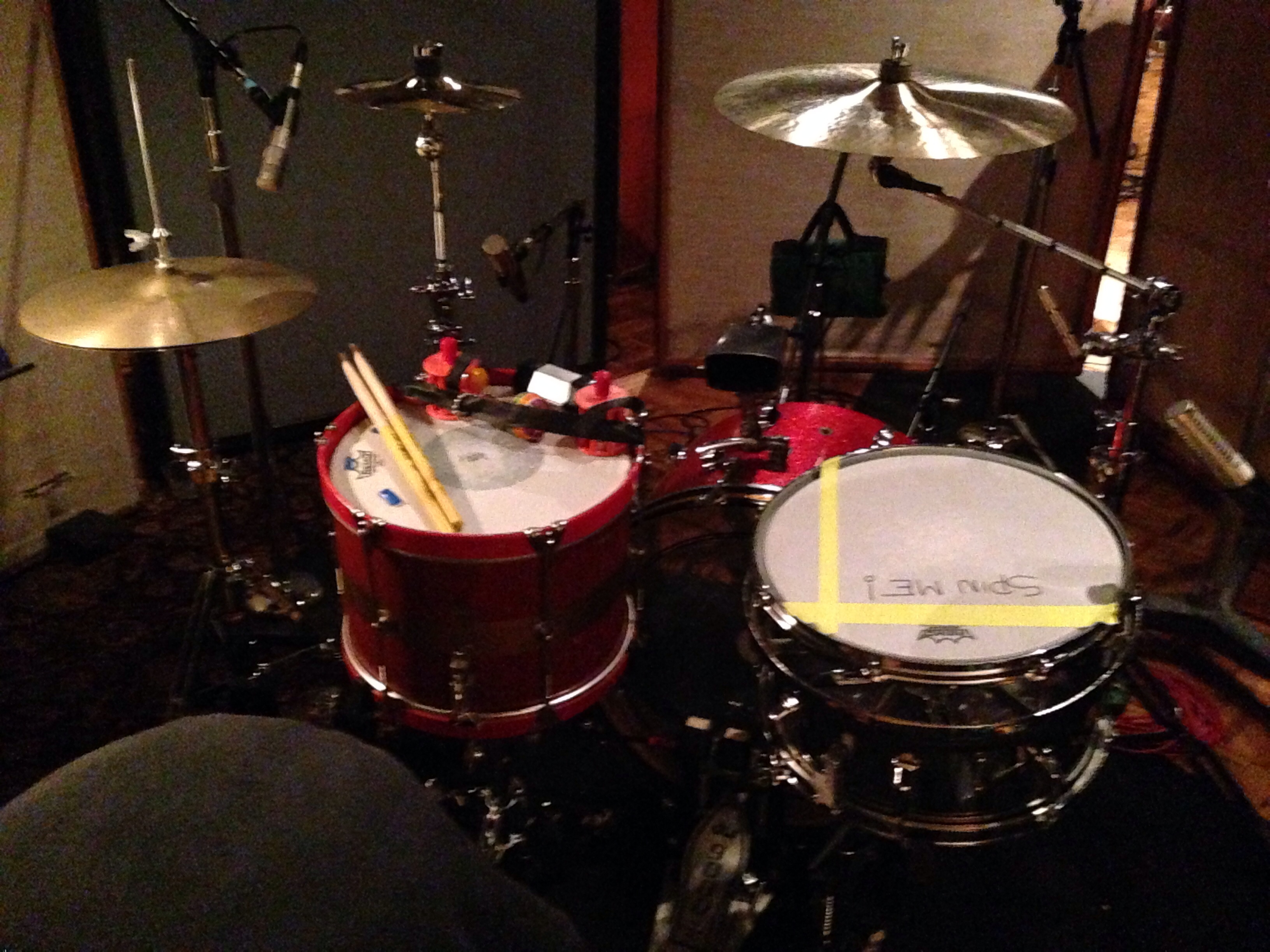 Drum kit prepared by drum tech Jerry Johnson