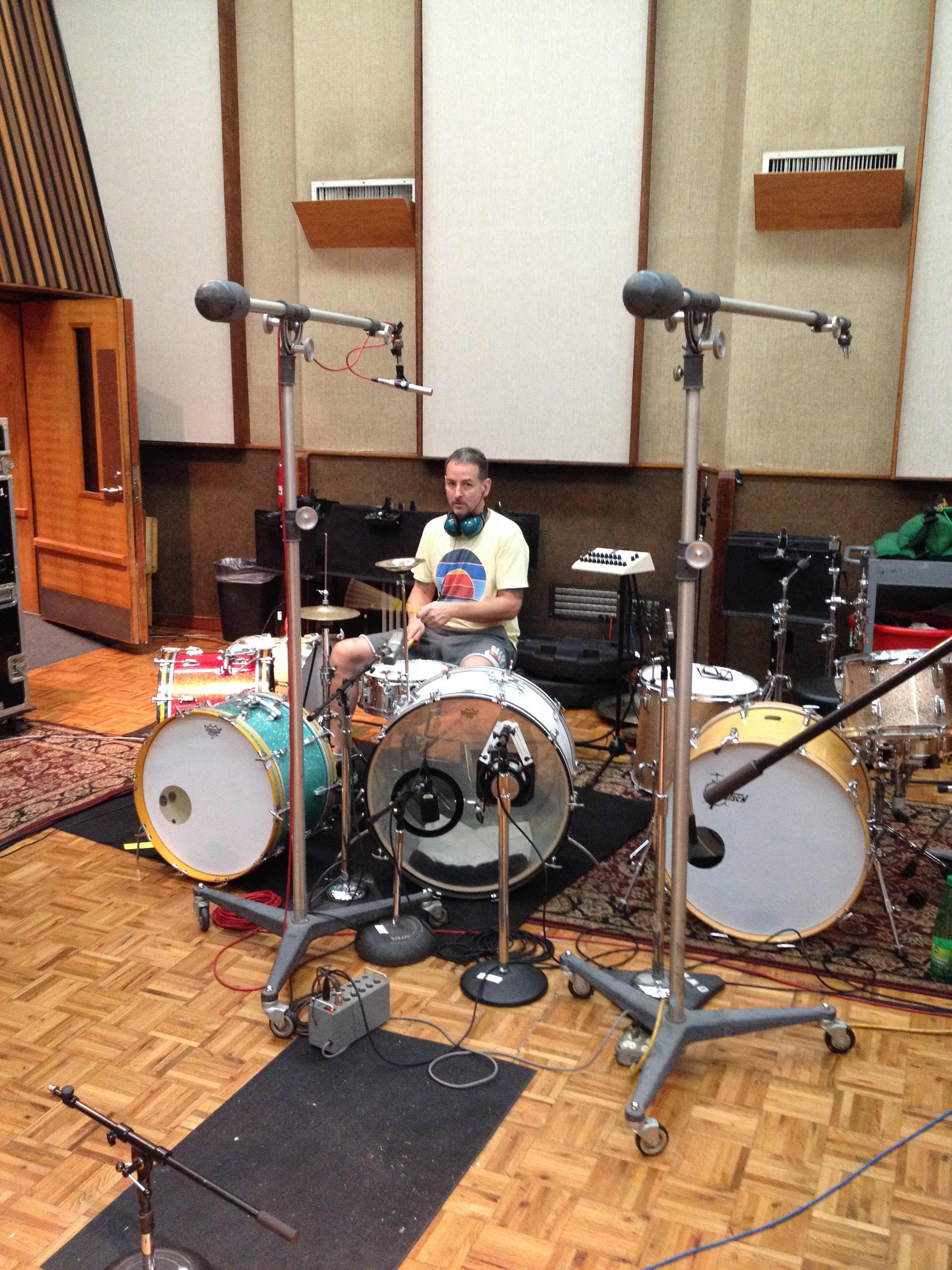 Drum kit prepared by drum tech Jerry Johnson