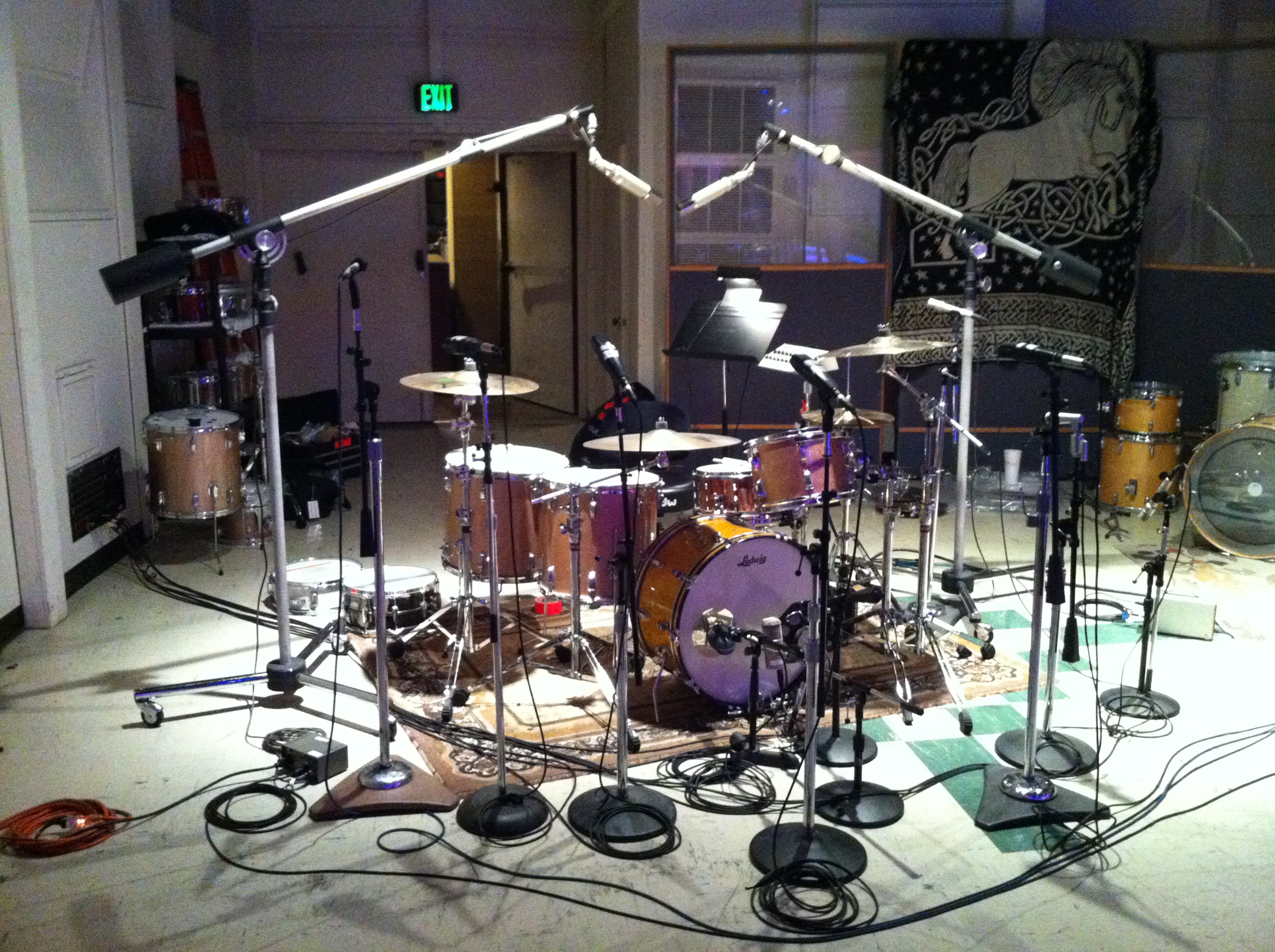 Drum kit prepared by drum tech Jerry Johnson