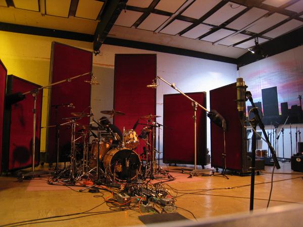 Drum kit prepared by drum tech Jerry Johnson