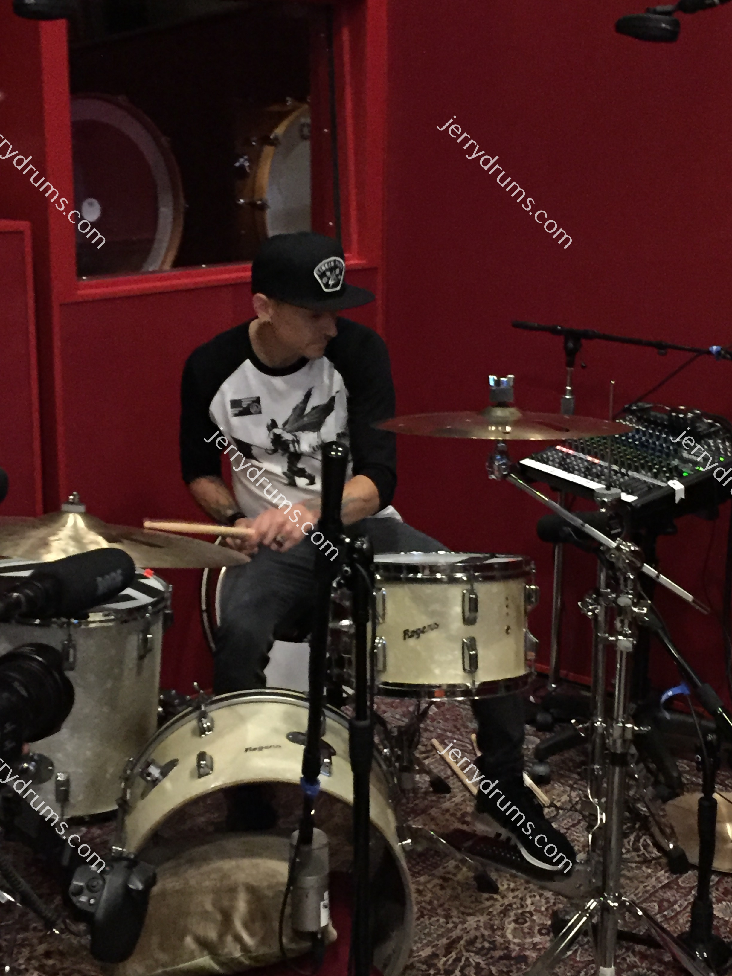 Drum kit prepared by drum tech Jerry Johnson