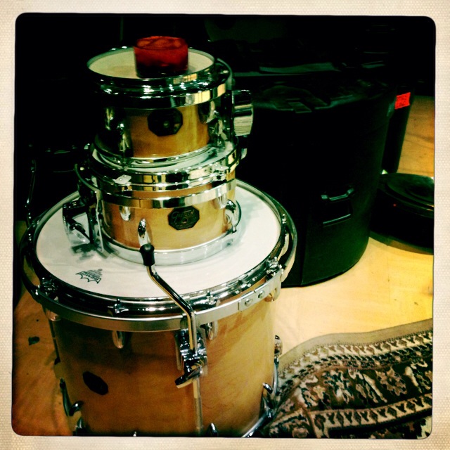 Drum kit prepared by drum tech Jerry Johnson