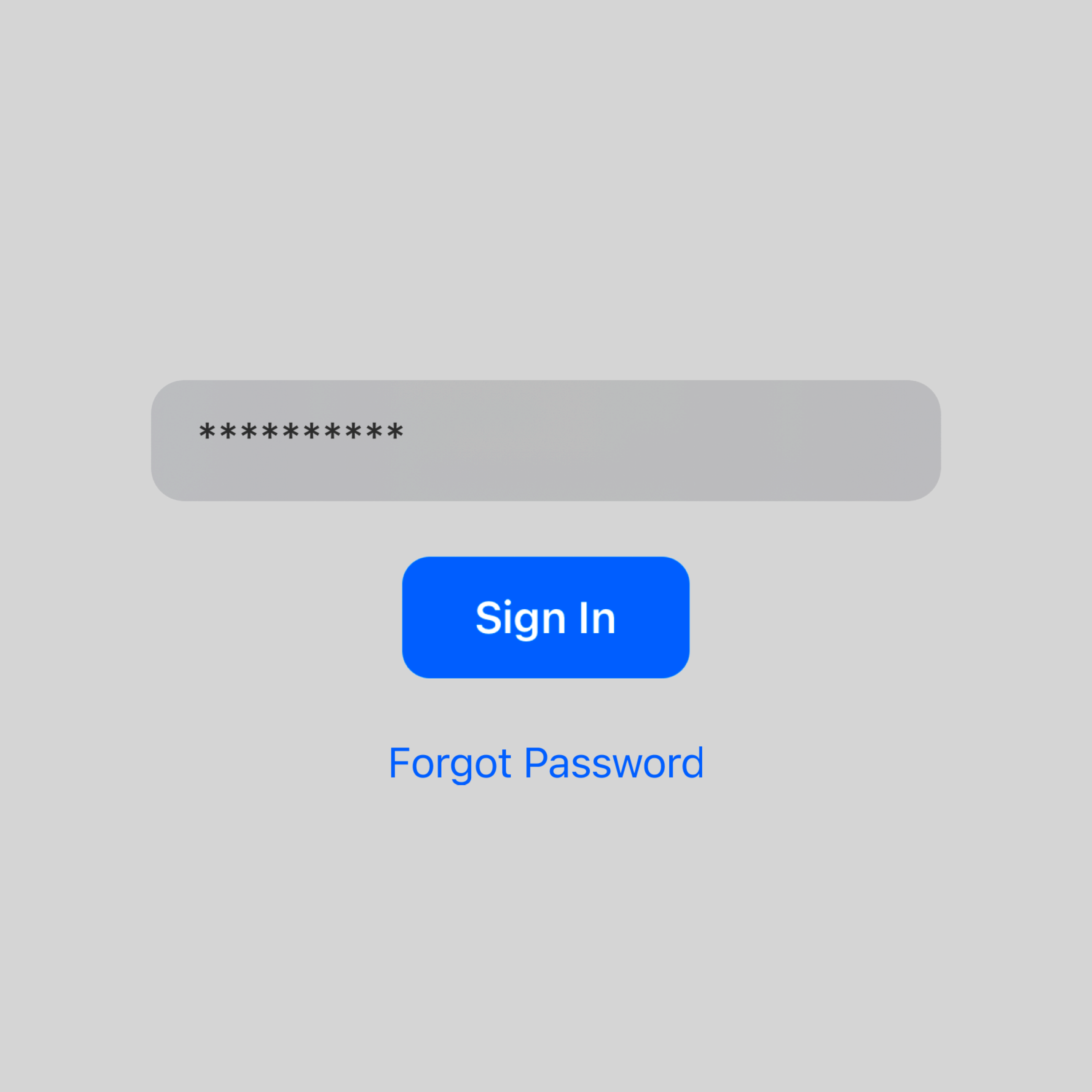Password entry box with hidden characters, blue Sign In button, and Forgot Password link below.