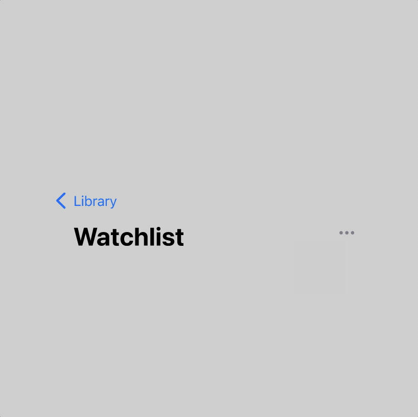 Apple TV Watchlist screen showing added TV shows and movies with options to remove or view.