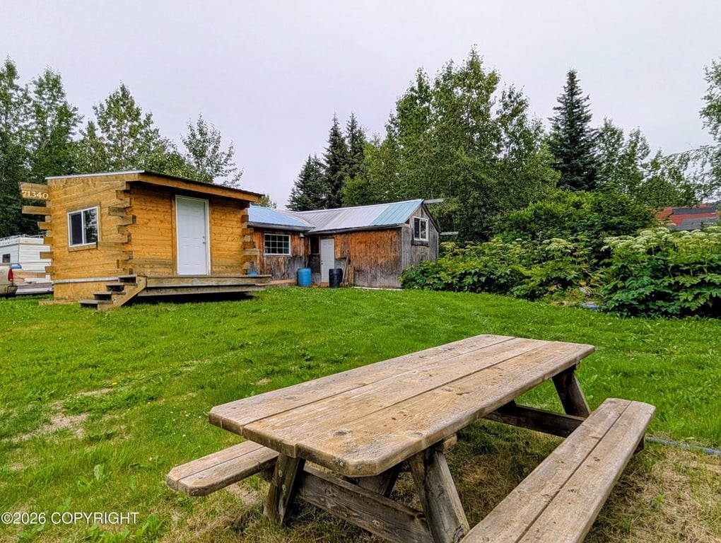 1.35 Alaska Acres with River Access, Two Cabins, and a Foundation — $139,000