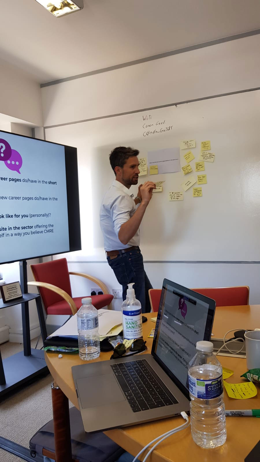 image of brainstorm session with sticky notes (for a b2b saas)