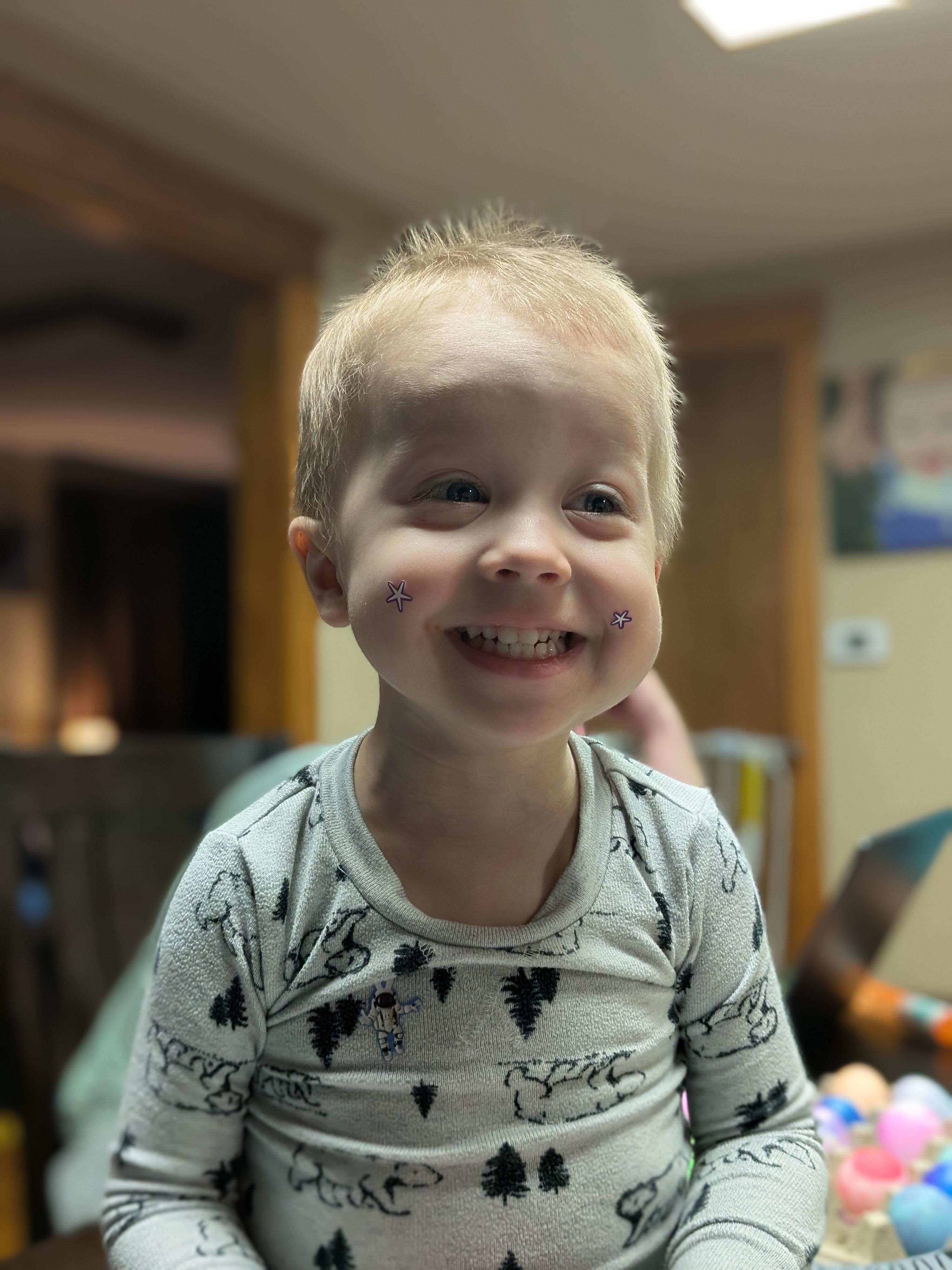 Close-up of Luke smiling